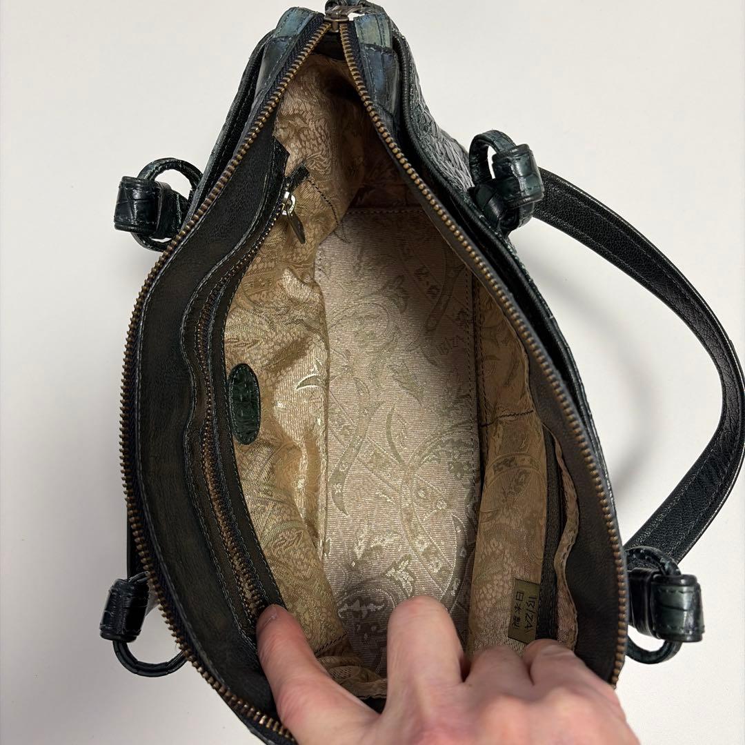 「ぬこさん専用〜ʕ•ᴥ•ʔ」IBIZA ダークグリーン　ハンドバッグ　美品！