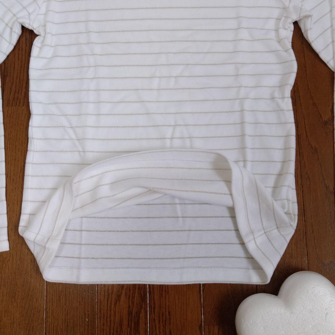 callaway 長袖ハイネックシャツ　レディースサイズ　L 白/銀ボーダー