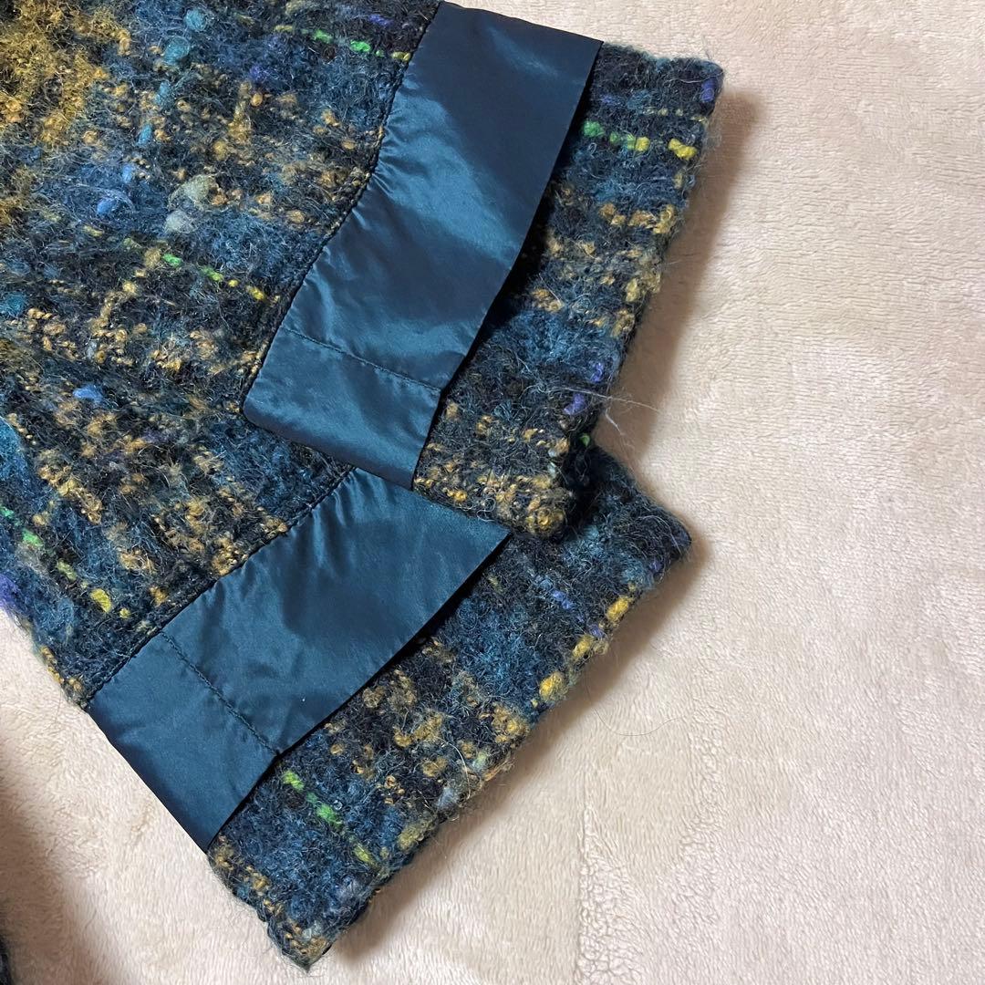 美品✨エイココンドウ　42 ウール　チェック　異素材　コート