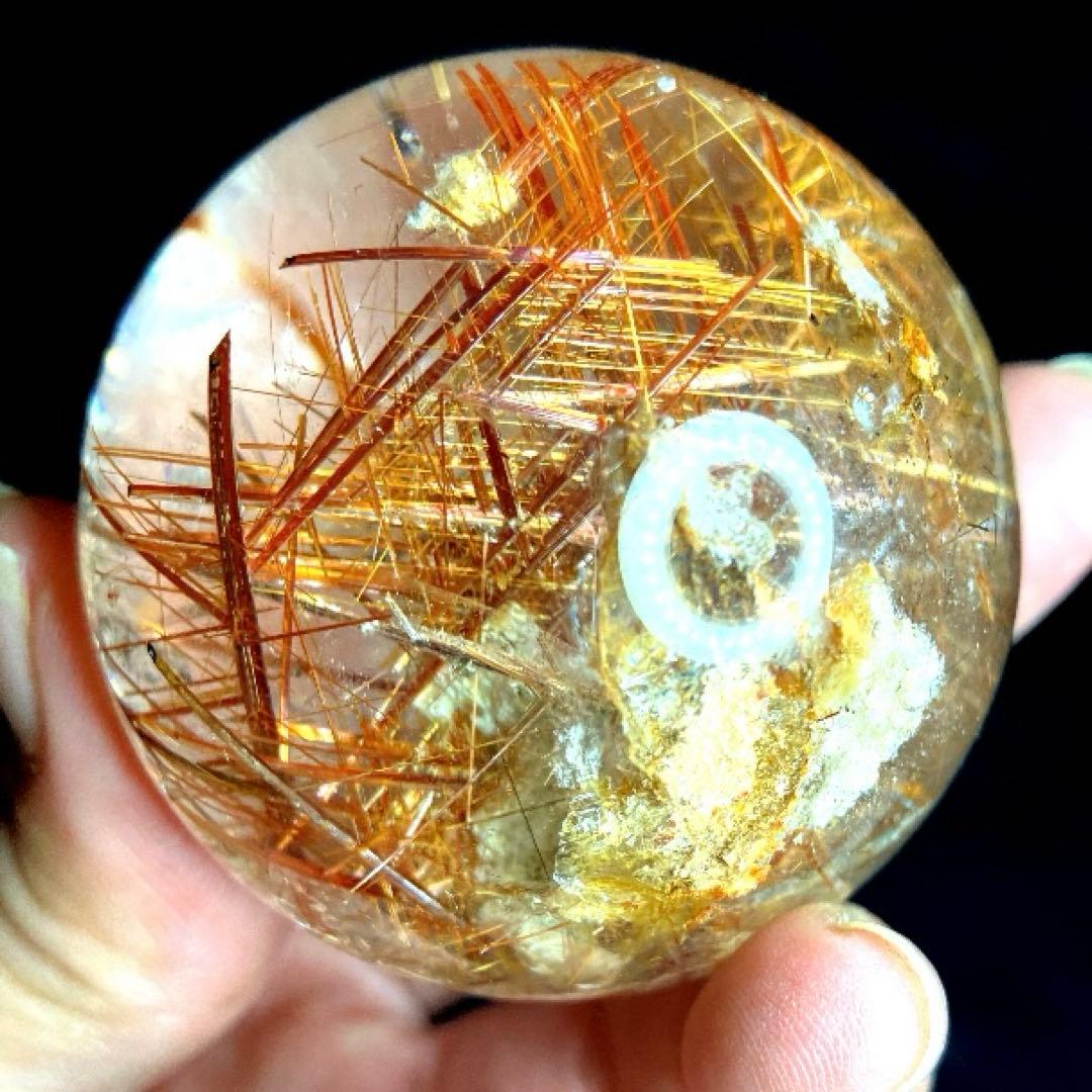 TAKU　50mm ゴールドタイチンルチルクォーツ　丸玉　スフィア