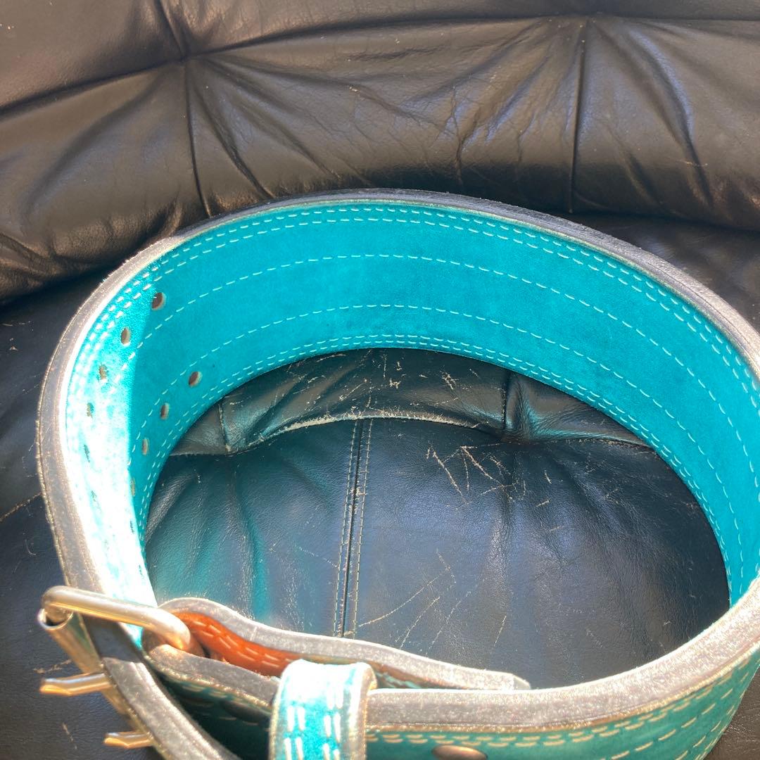 青 レザー トレーニング・パワーベルト