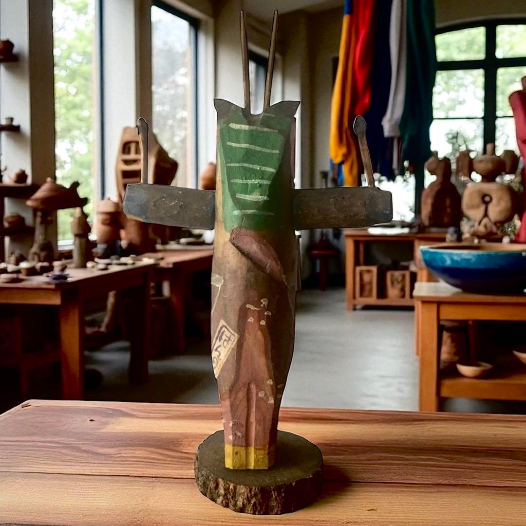 廃絶品 埼玉県飯能市 郷土玩具 大河原宏彰 丸木彫人形《獅子舞》 ×2 美楽堂