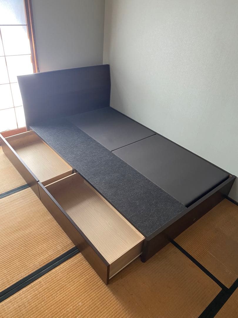 りゅうシモンズ セミダブルベッドフレーム 引き出し付き ダークブラウン