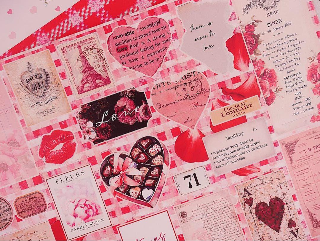 バレンタイン♡選べるデザペ　コラージュ　おすそ分けファイル　A4デザインペーパー