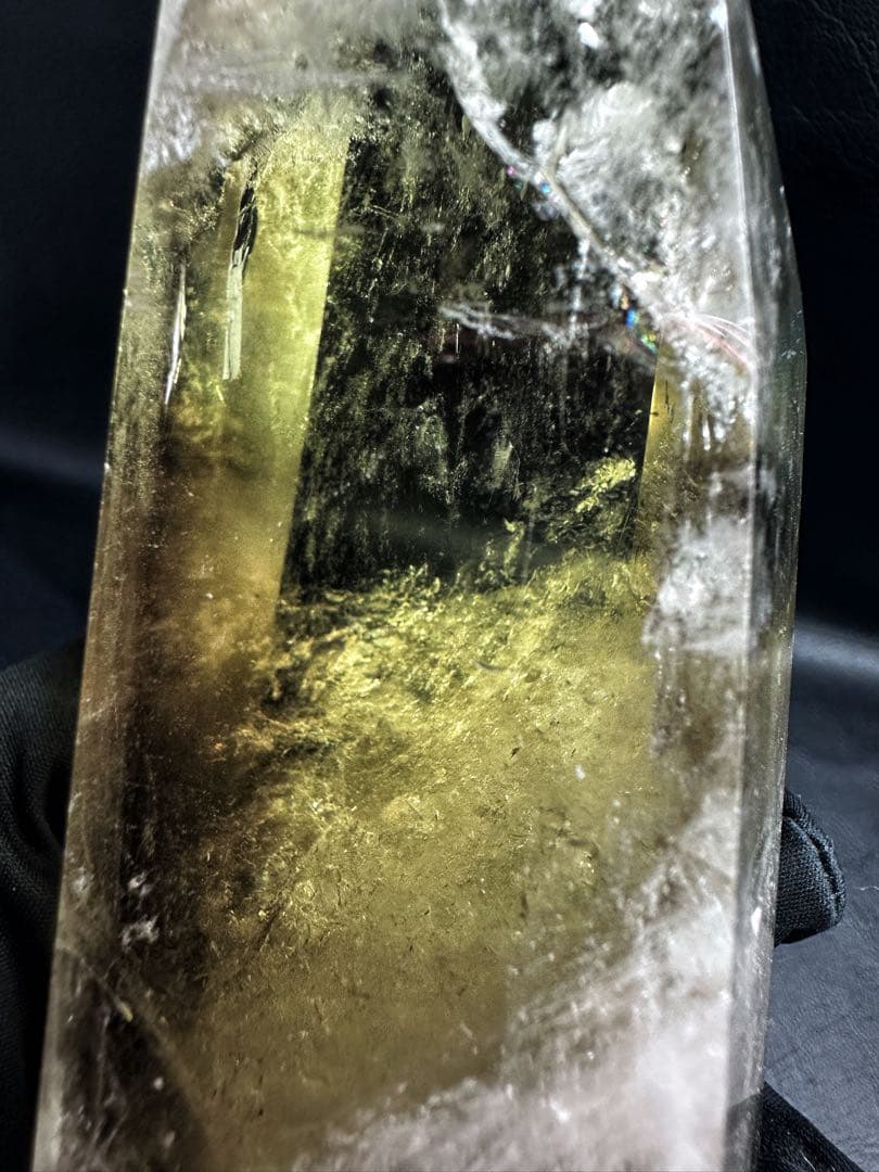 【開運 魔除】巨大❗️ファントムレインボー煙水晶スモーキーシトリン六角柱A1187