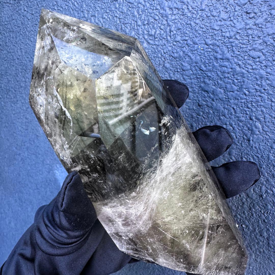 【開運 魔除】巨大❗️ファントムレインボー煙水晶スモーキーシトリン六角柱A1187