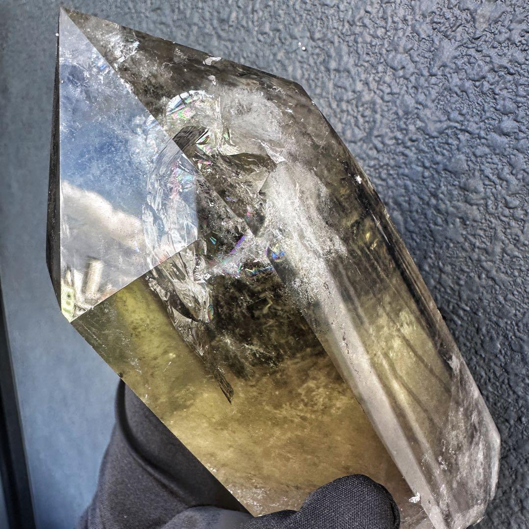 【開運 魔除】巨大❗️ファントムレインボー煙水晶スモーキーシトリン六角柱A1187