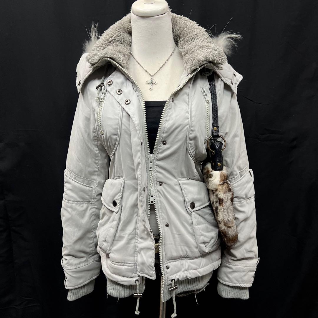 平成ギャル　y2k グランジ　ダークコア　 ファー付き　モッズコート　ギミック