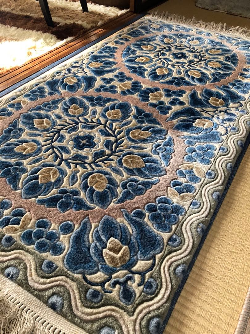 山形緞通 オリエンタルカーペットえびかずら宝相華 80×150