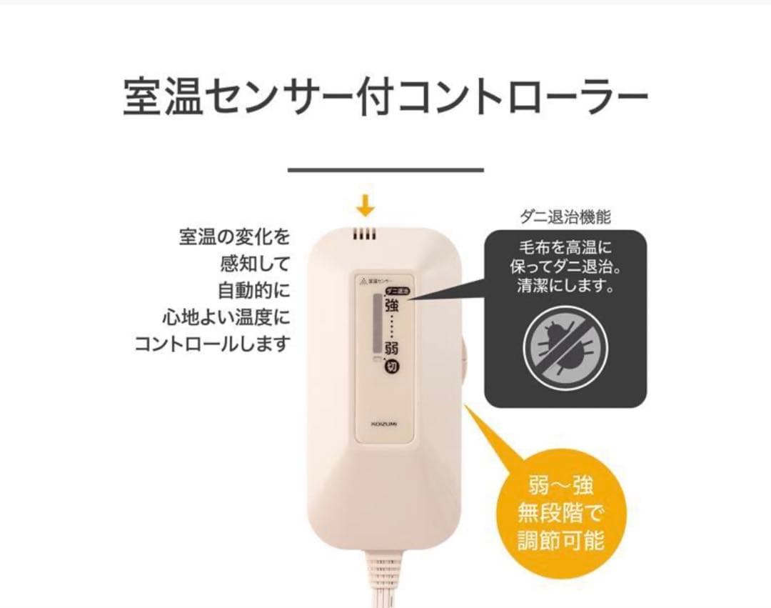 リサラーソン　ハリネズミ柄 電気掛敷毛布 188x130cm 75W