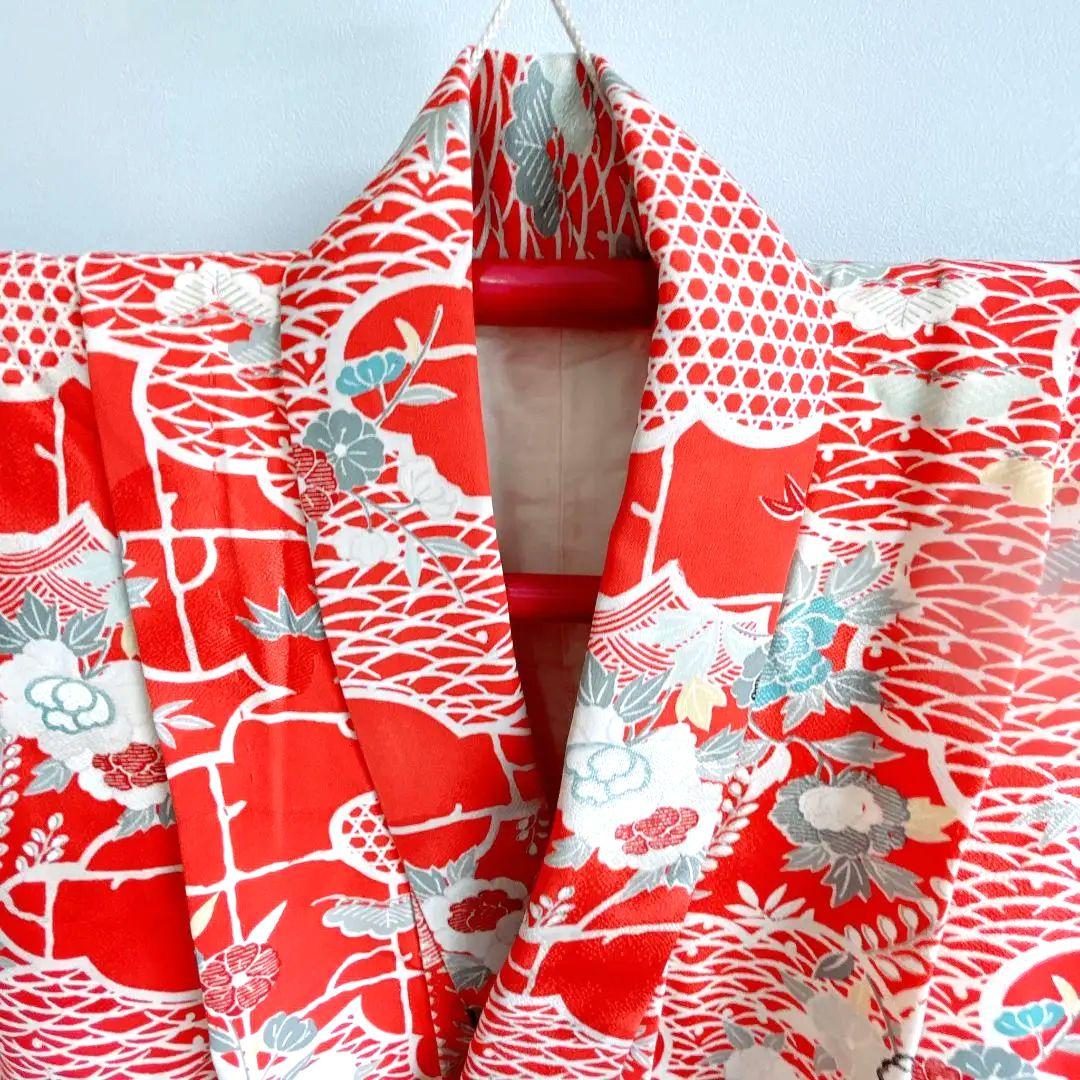 【昭和レトロセット】　七五三　7歳女の子　小物セット　朱地　51528