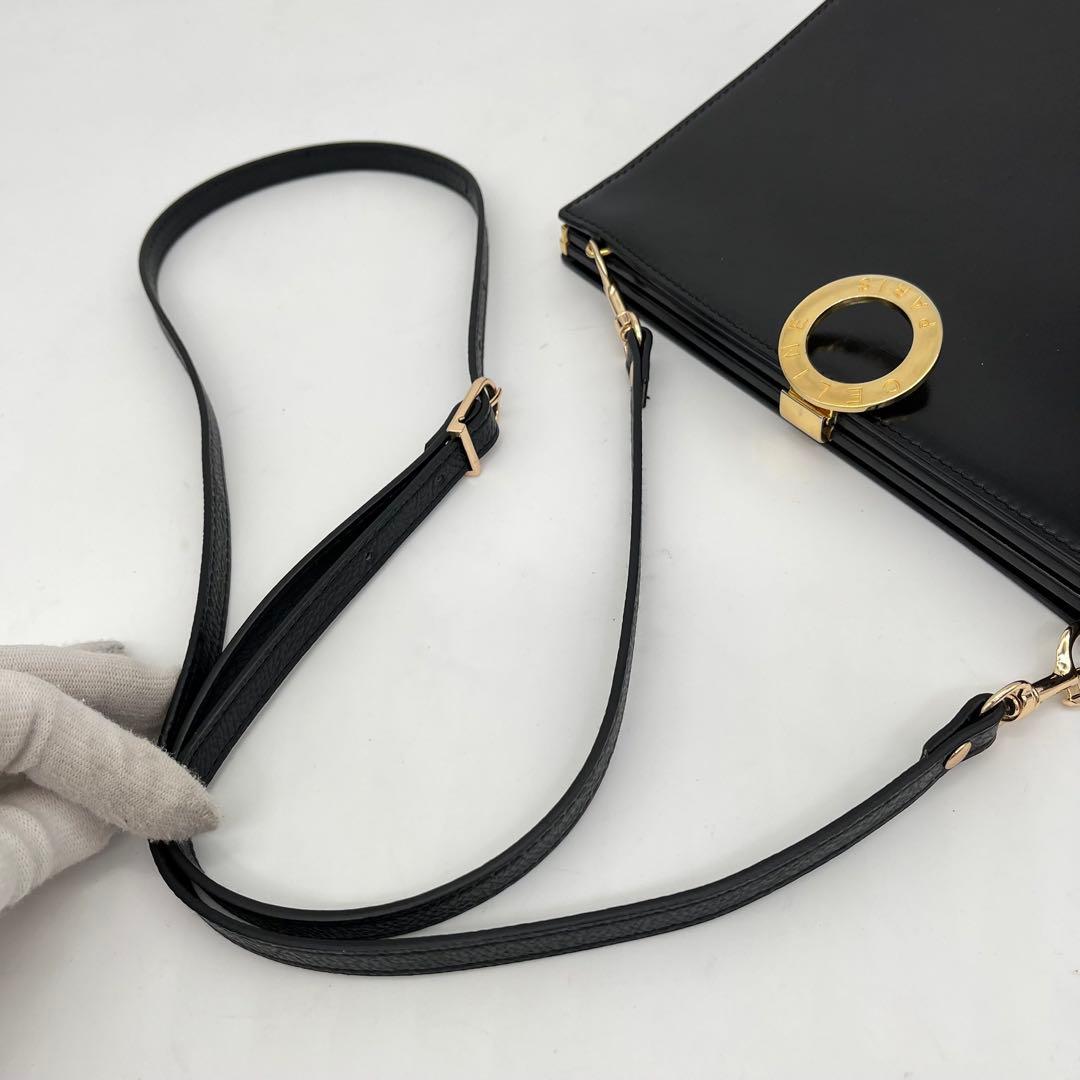 CELINE ショルダーバッグ 斜めがけ サークルロゴ 黒 レザー 保存袋付き