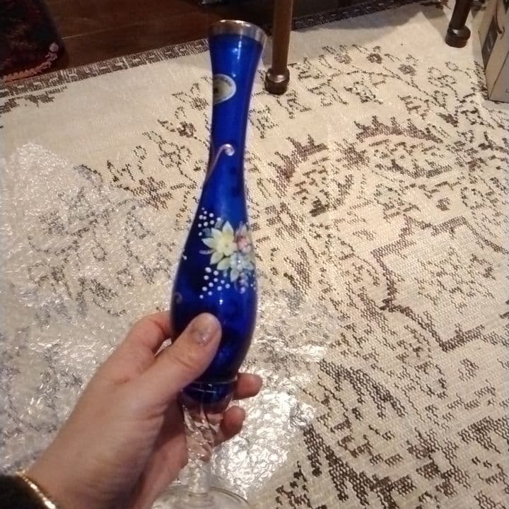 ★SALE★イタリア★T.MURANO GLASS★ガラス★手描き絵付★花瓶★