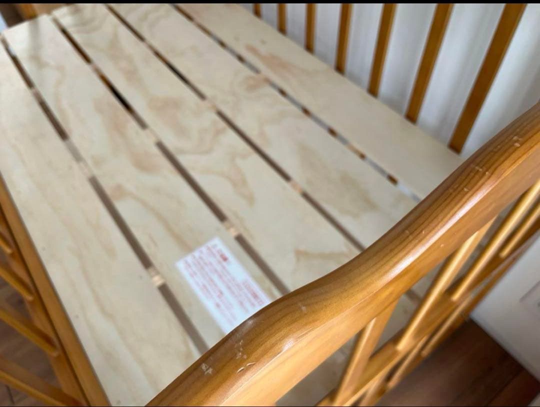 シーツ・防水シーツ付き！　送料込　大和屋　木製　ベビーベッド レギュラー