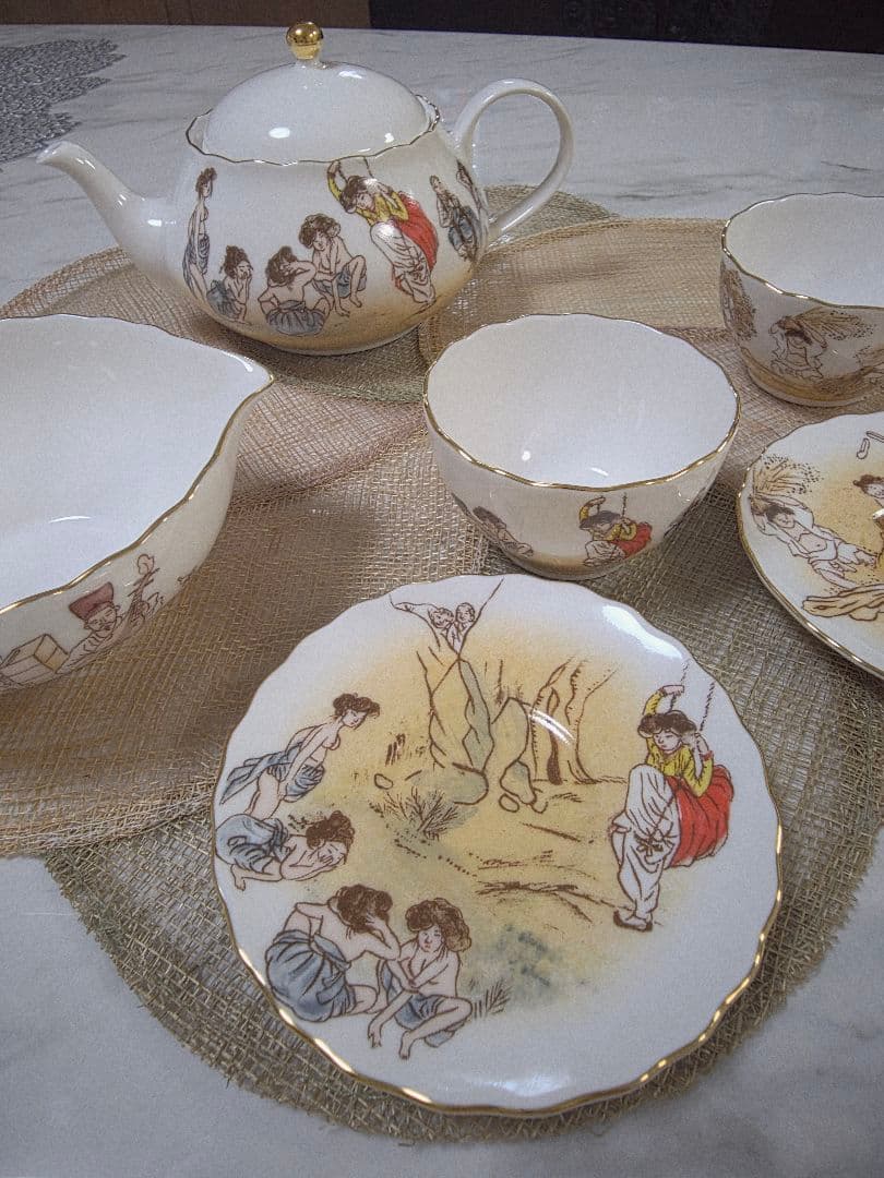 希少李朝民画MONKID 陶磁器煎茶セット