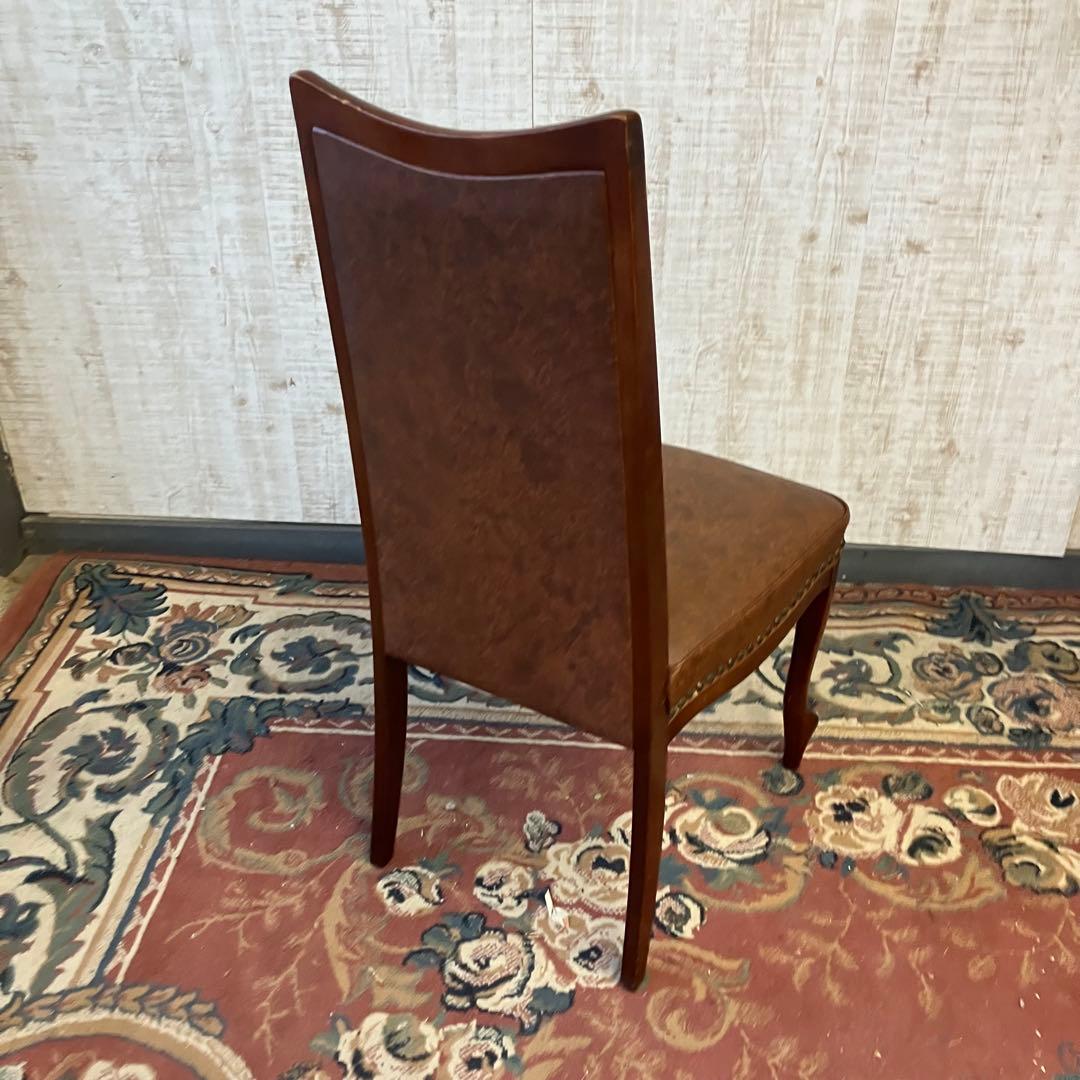 ③北欧レトロ マルニ木工 木製椅子 鋲打ちダイニングチェア ロビーチェア 古家具