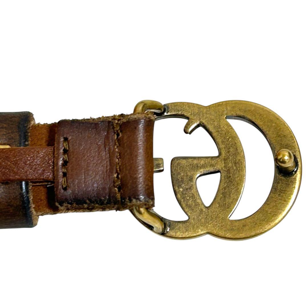 美品　グッチ　ベルト　GG マーモント　493949 ゴールド金具　レザー　箱付