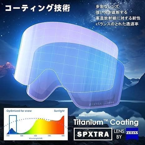 Powster スキーゴーグル 雪上OTGスキー板ゴーグル磁性交換レンズ付き