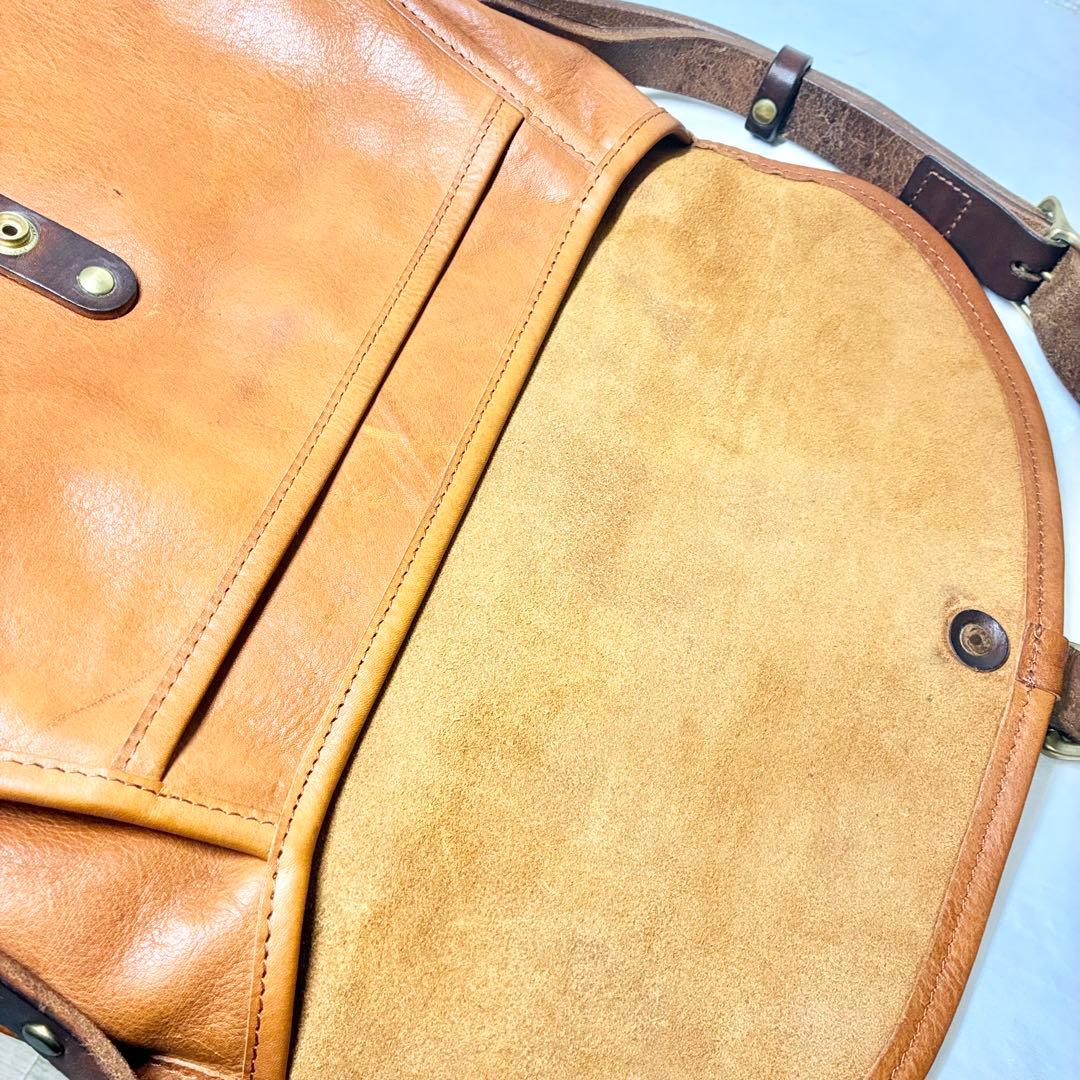 【人気】　スロウ　ルボーノ　ショルダーバッグ　栃木レザー　ヌメ革　キャメル