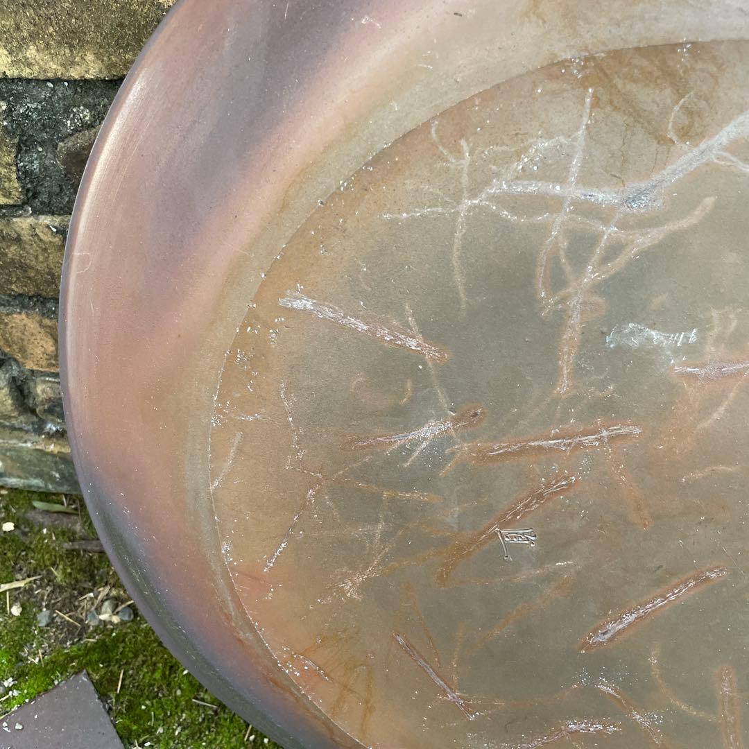 備前焼大皿陶器製　約60cm 作者銘有り
