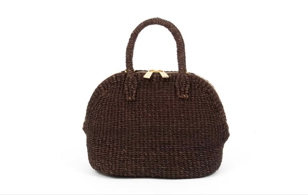 Manimaris アバカボストン mini チョコかごバッグ　ショルダー紐付