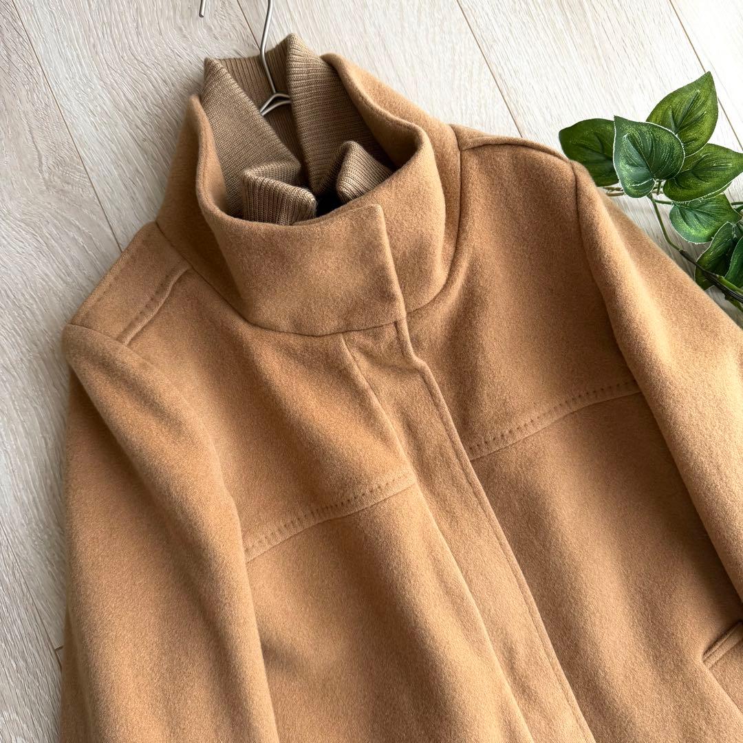 美品 INDIVI インディヴィ コクーン コート ブラウン L 40 ニット袖