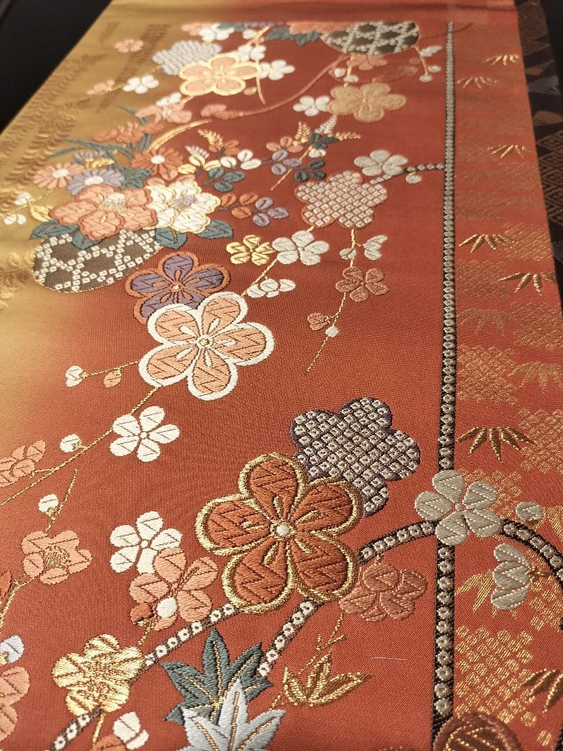 A928★逸品‼️ ひな祭り‼️正絹テーブルランナー2m14cm