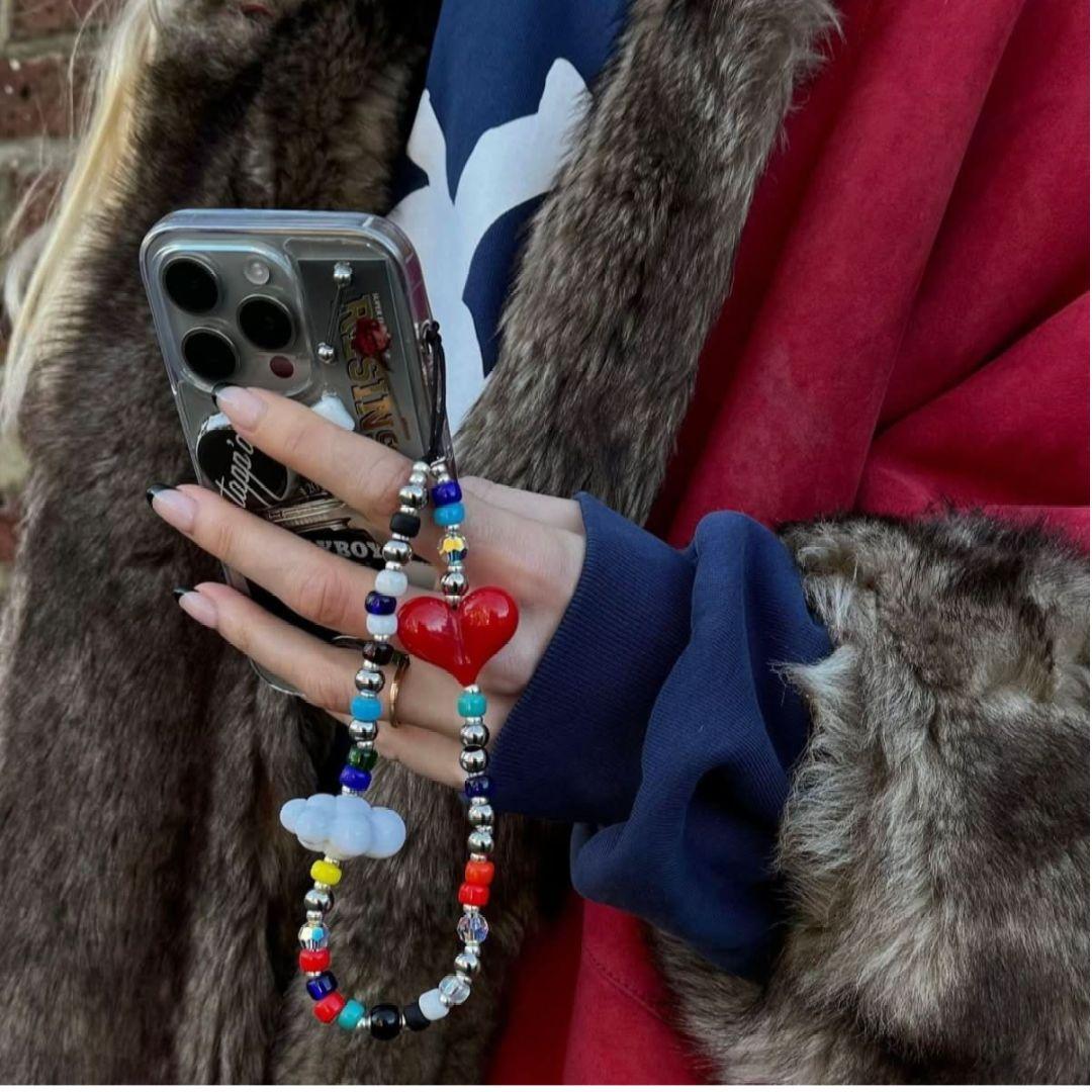 String Ting カラフル マルチカラー スマホストラップ ハート雲