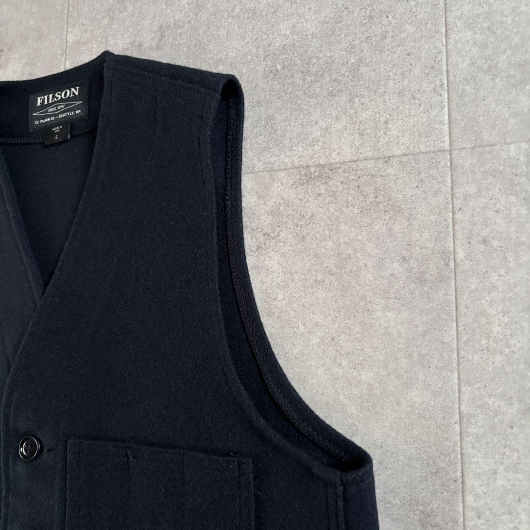 未使用級 USA製 フィルソン マッキーノウールベスト S ネイビー 現行品