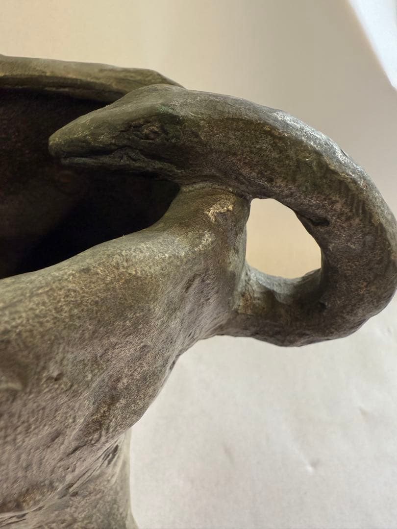 北村西望造1977年作品 干支　蛇　へび　ブロンズ製　ブロンズ 置物 時代物