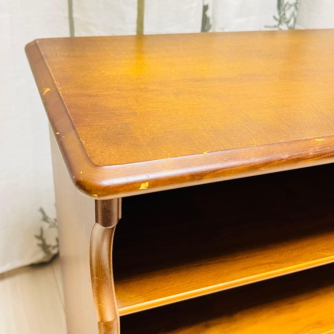 昭和レトロ カリモク コロニアル 木製ラック 木製 飾り棚 スリッパラック古家具