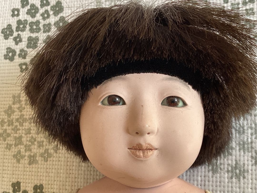 松乾斎東光　喜光　市松人形 （裸）抱き人形　全長約33cm 短い黒髪