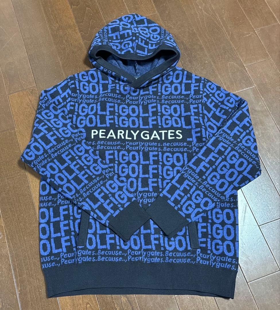 パーリーゲイツ　GOLF柄カシミヤ入りジャガードパーカサイズ5