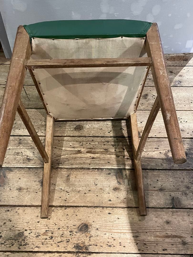 イス　椅子　木製　チェア　インテリア　昭和レトロ　家具　年代物　緑