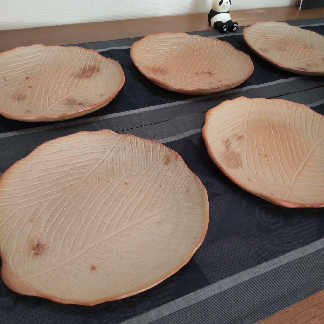 葉 皿 大 6枚 備前焼