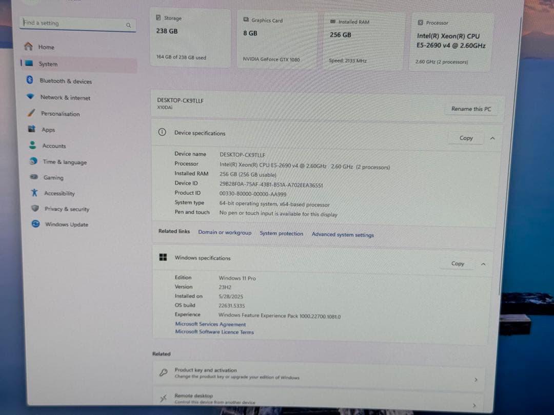 MicroProサーバーE5 2690v4,Ram 256GB,GTX 1080
