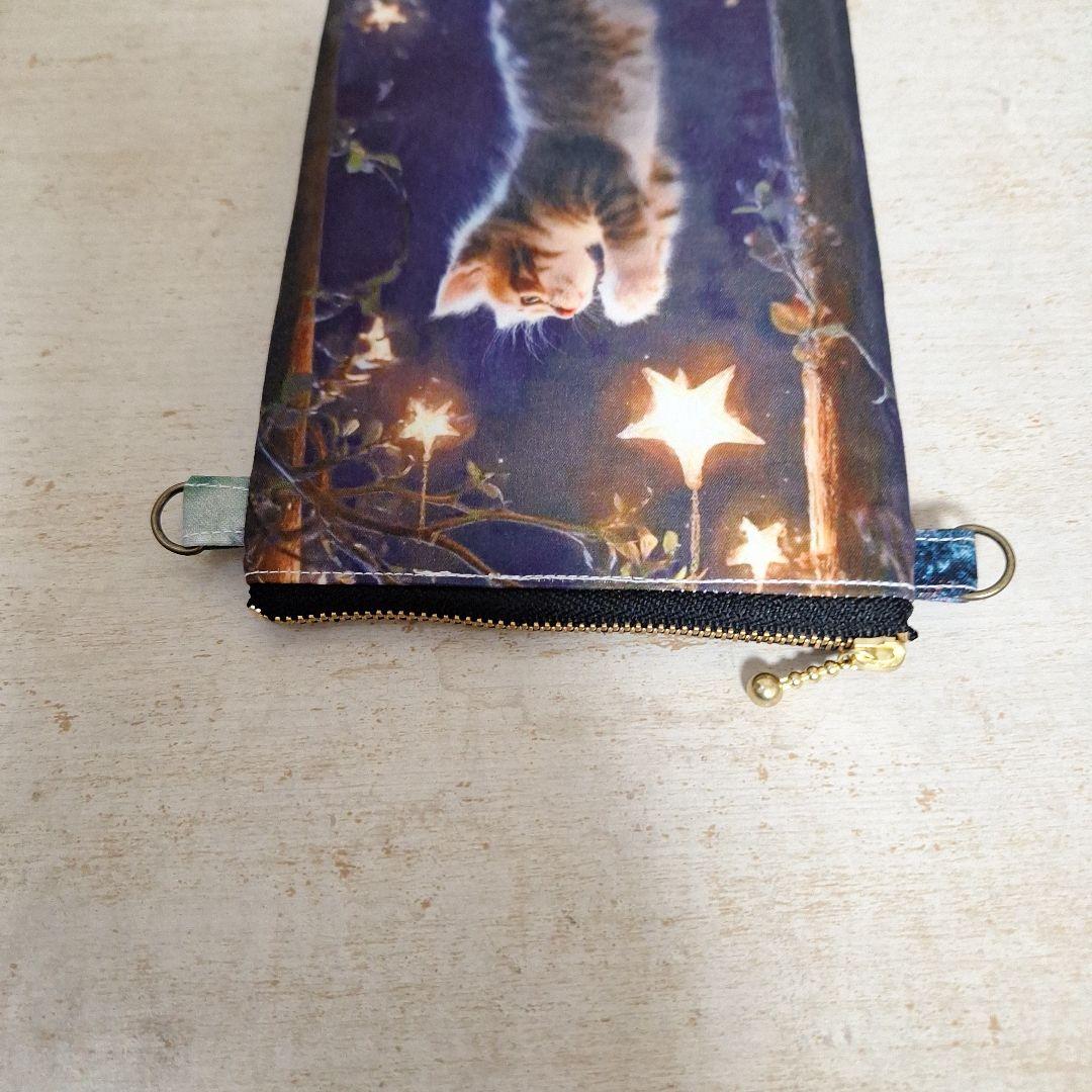 ねこパネル生地　ハンドメイド　ミニバック　ポーチ