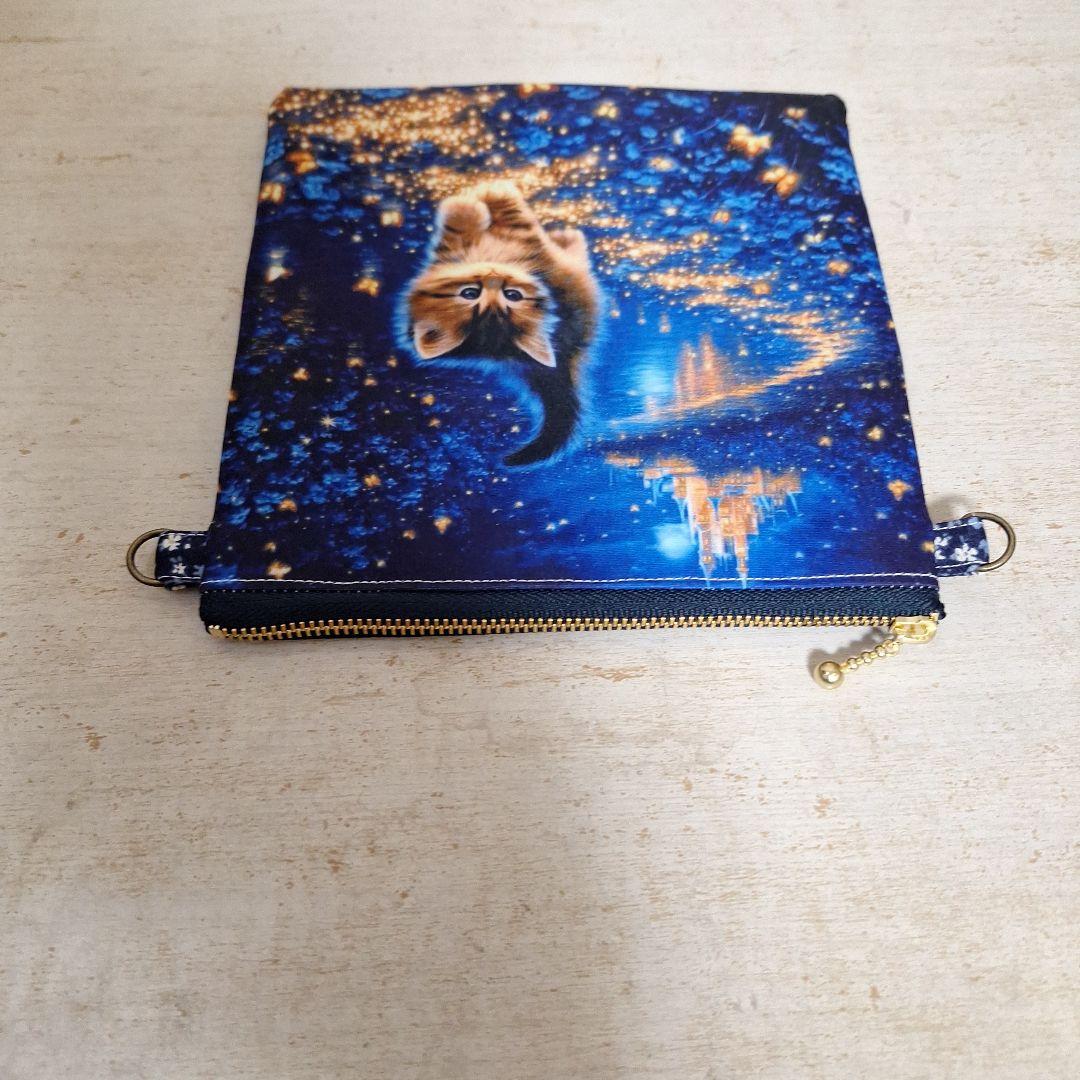 ねこパネル生地　ハンドメイド　ミニバック　ポーチ