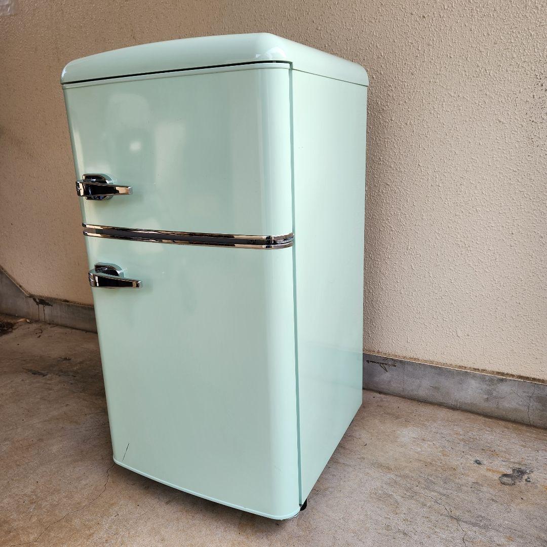 アイリス　2024年製　レトロ冷蔵庫　81L ライトグリーン