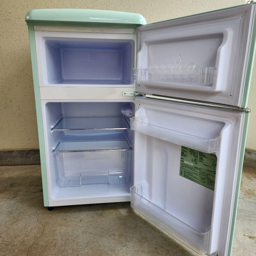 アイリス　2024年製　レトロ冷蔵庫　81L ライトグリーン