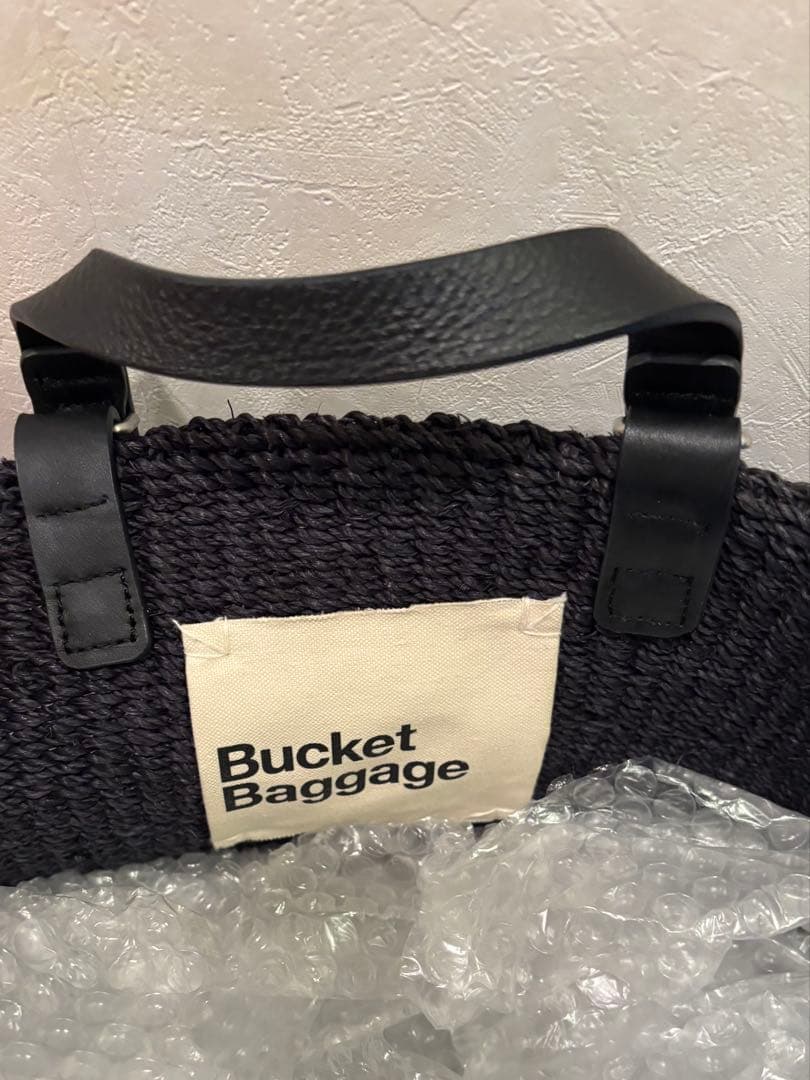 Backet Buggage かごバッグ　アバカ素材/牛革　ブラック