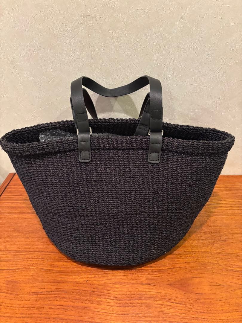 Backet Buggage かごバッグ　アバカ素材/牛革　ブラック