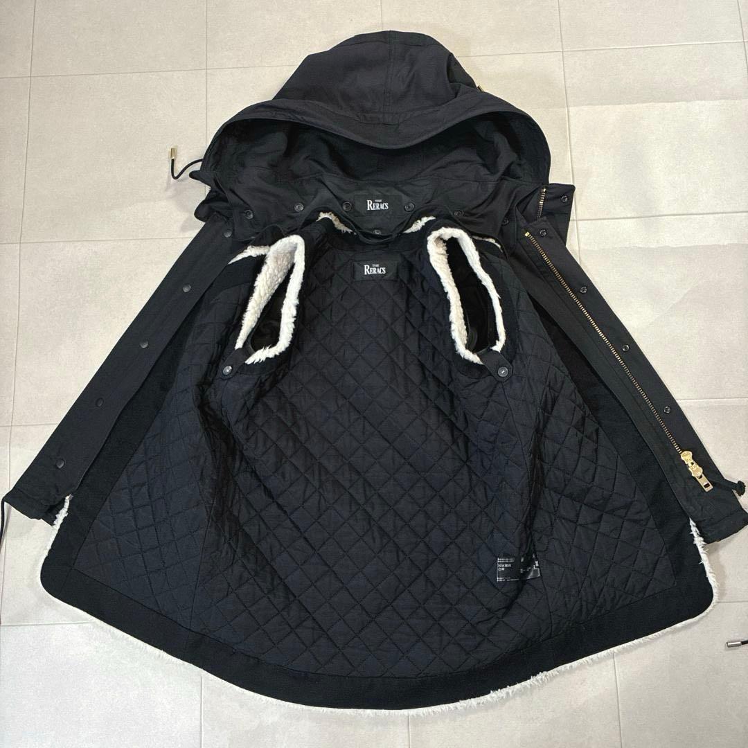 美品 近年 THE RERACS ショートモッズコート ボアライナー付 36 黒