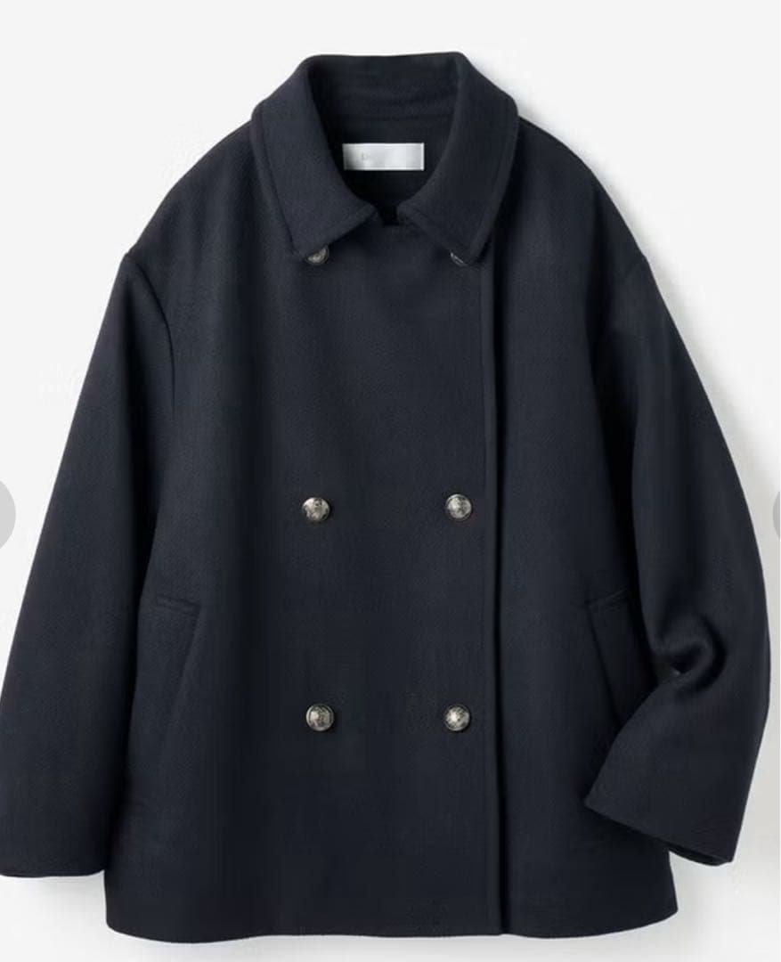 レディース　ダブルブレスト ピーコート　Ｌサイズ　新品　ミッドナイトブルー