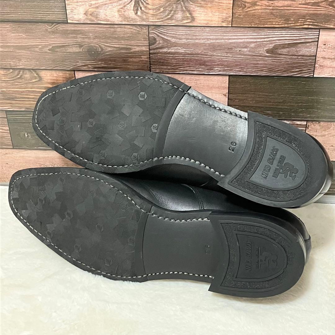 極美品 スコッチグレイン 26.0 黒 ダブルモンク 革靴 ビジネス シューズ