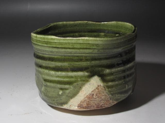 ★　加藤唐九郎　織部茶碗「松風」　目をひく一品です★x426