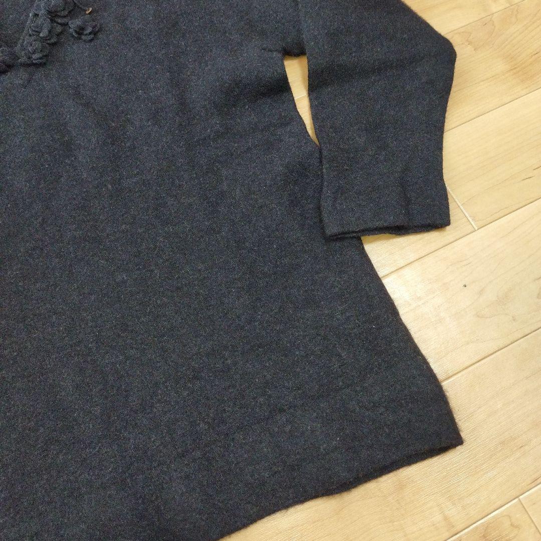 【115】45R　フロート縮絨　フリル ウール　ニット セーター お花　長袖