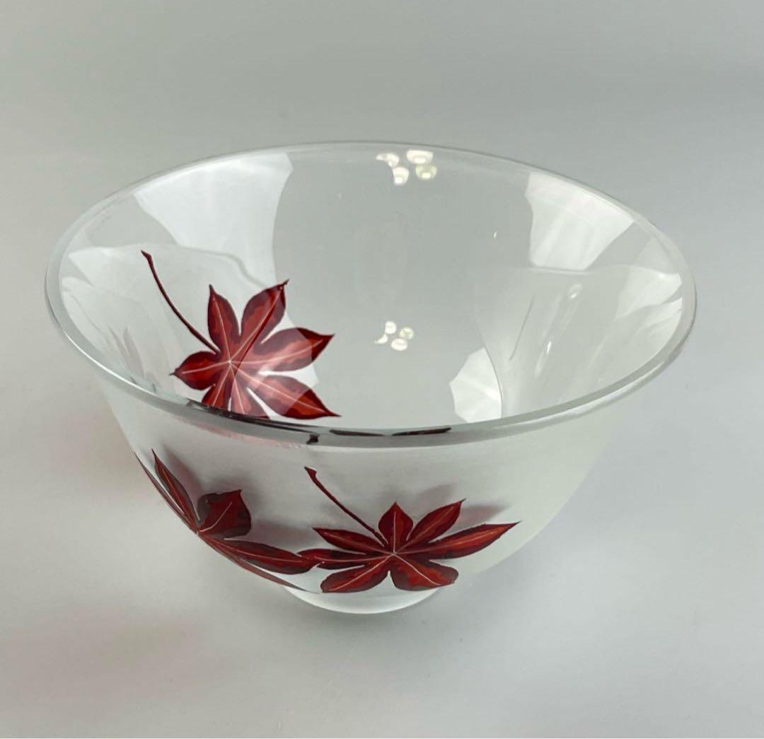 山本曠 ガラス 紅葉 茶碗 茶道具 玻璃 ガラス茶碗