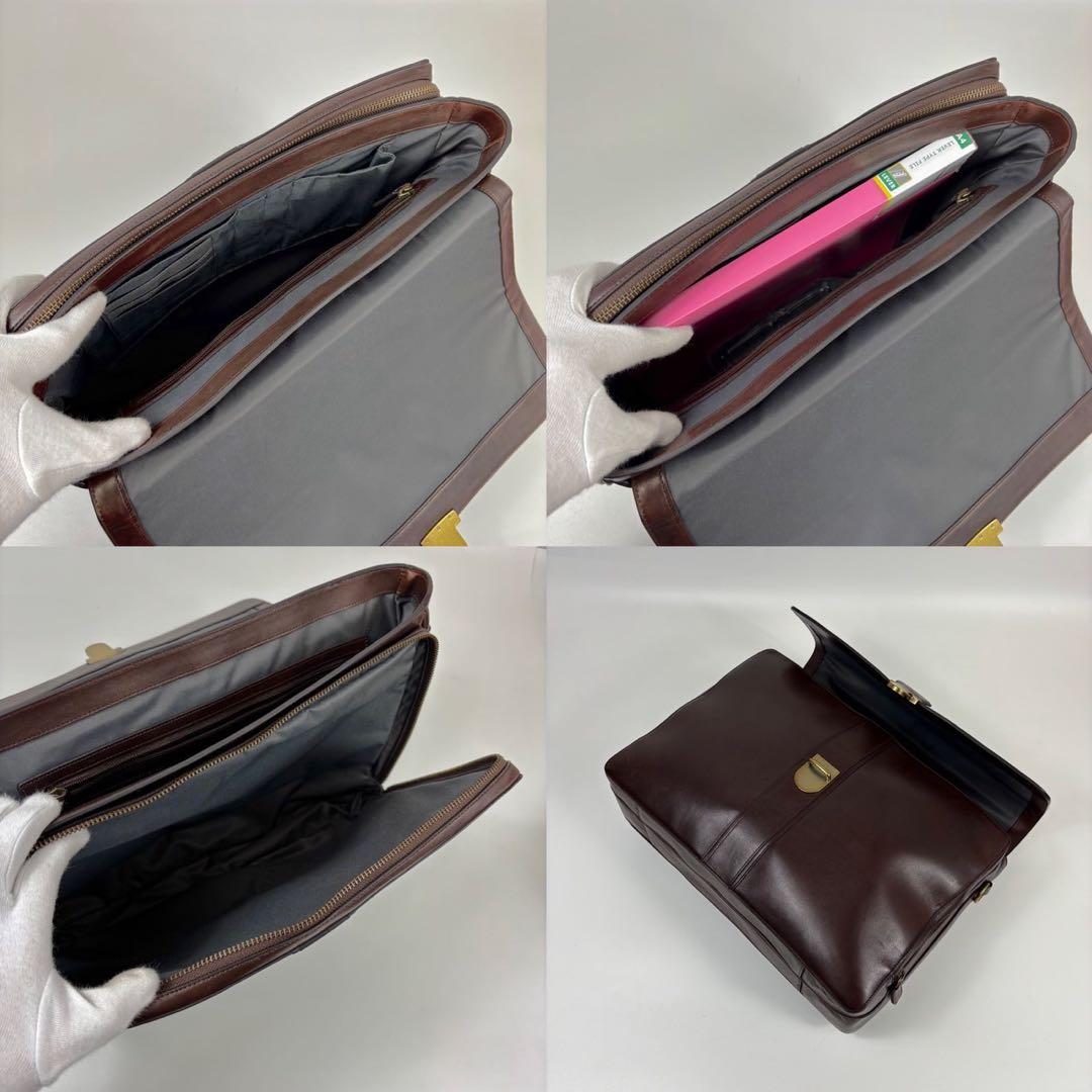 レア廃盤　コーチ　ビジネスバッグ　ゴールド金具　レザー　ブラウン　A4OK