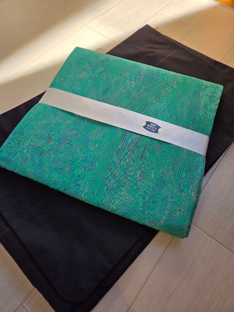 九寸名古屋帯☆緑☆新品☆正絹☆原色染☆西陣☆色遊び☆特撰創作多色染☆なごや帯